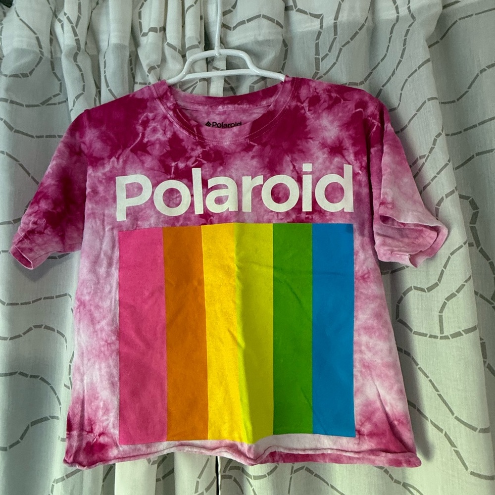 Polaroid women’s  Tie-Dye crop top  - Pink and Rainbow